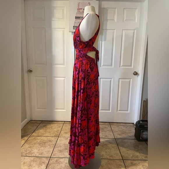 Anthropologie Red and Purple Floral Maxi Dress - Picture 4 of 9